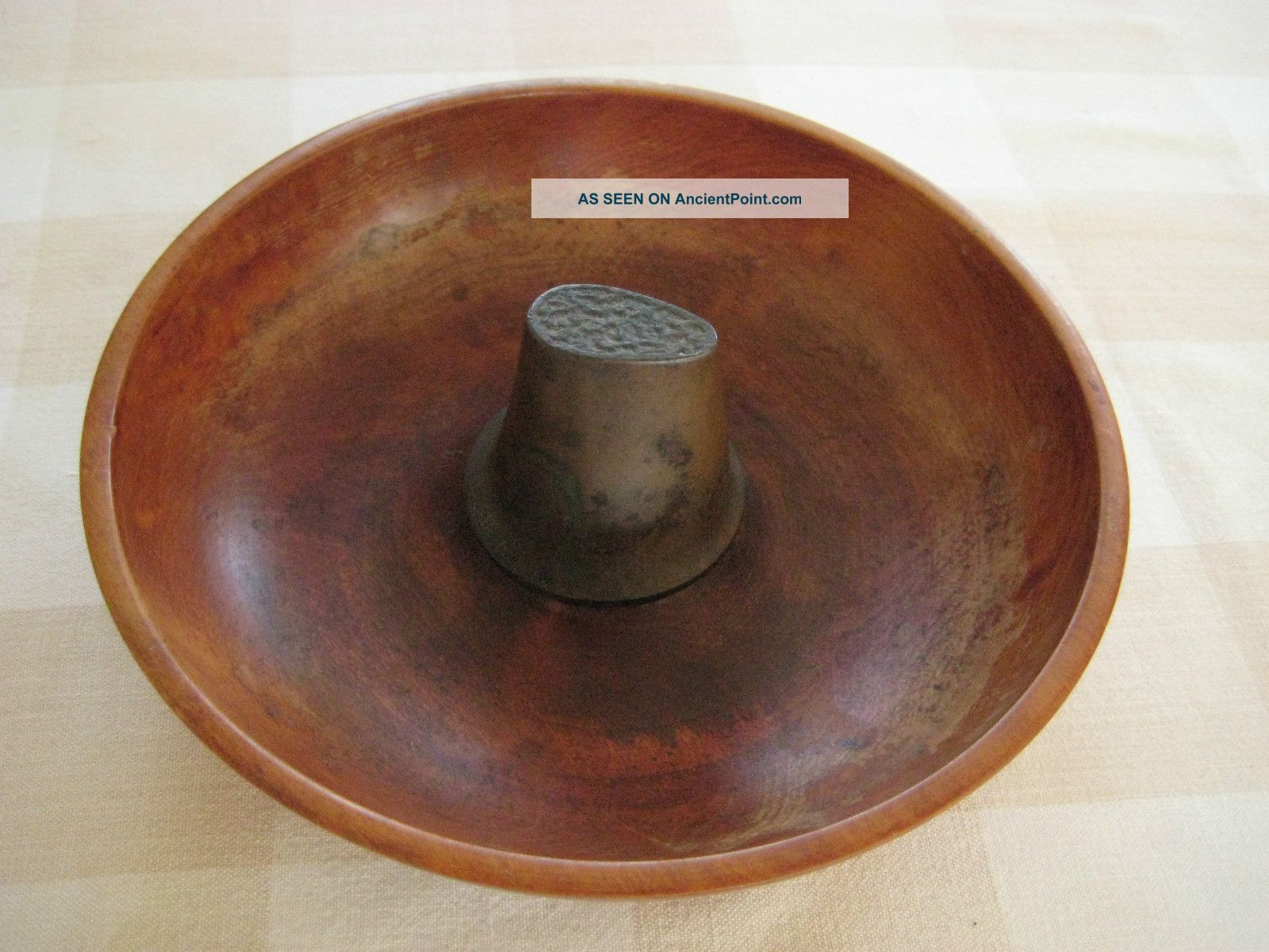 Antique Parsons Turned Wood Nut Bowl - Impressed; Pat June 16,  1874 Bowls photo