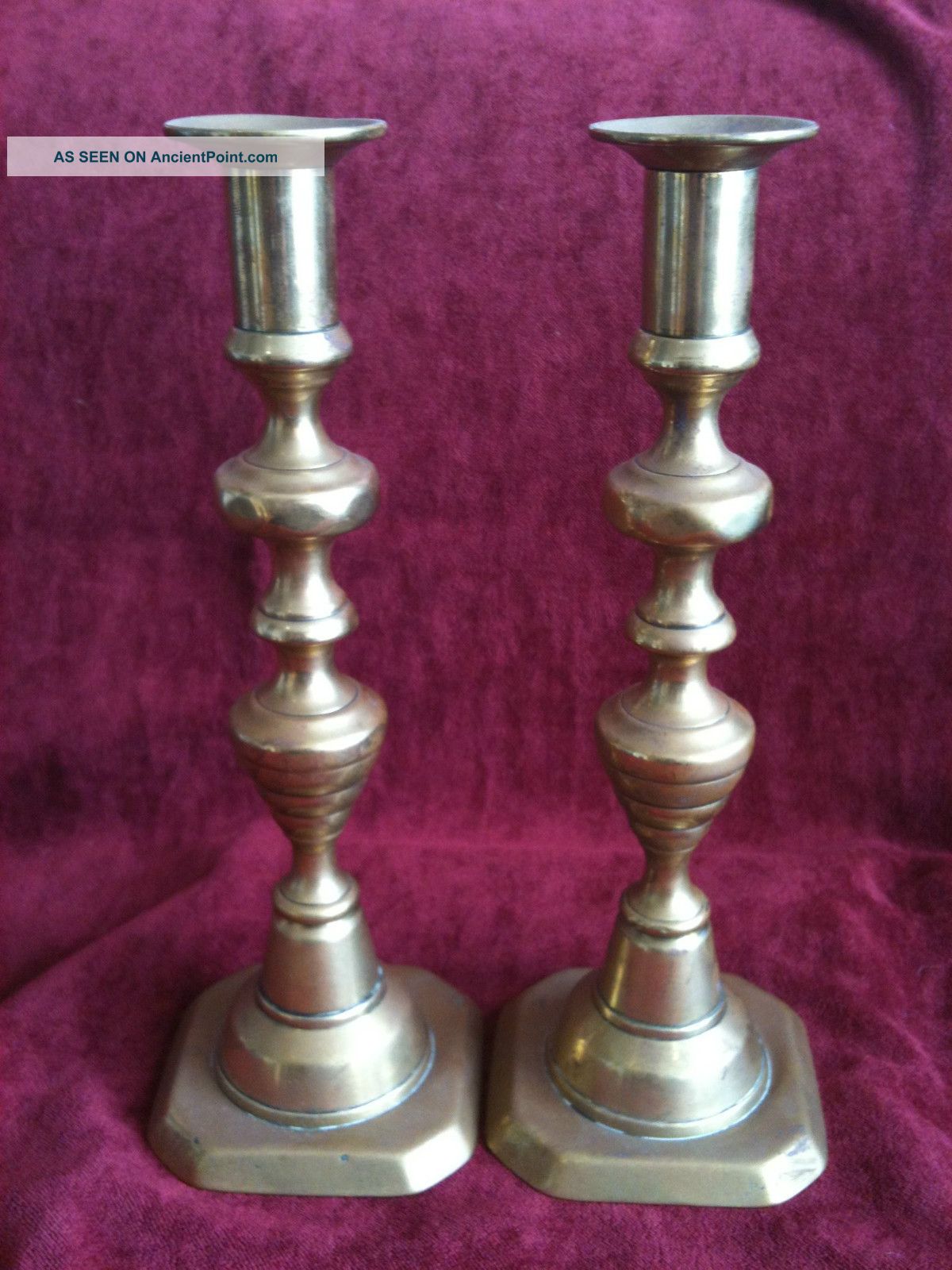 Pair Of Victorian Brass Candlesticks 25cm High Good Condition Great For Display Uncategorized photo