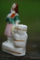 Interesting Mid 19th C.  Staffordshire Miniature Figurine With Hat & Luggage Figurines photo 6