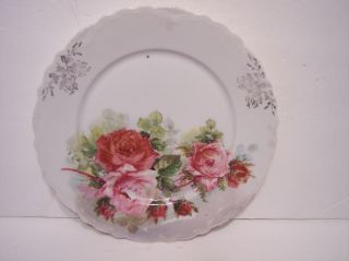 Quality Vintage Ct Carl Tielsch Victorian Rose Cabinet Plate Scallop Gold Accent photo