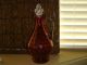 Vintage Cranberry Pink Large Pitcher Decanter Clear Glass Stopper Wine Decanter Pitchers photo 1