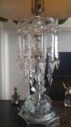 Antique Crystal Table/floor Lamp W Velvet And Taffeta Shade Lamps photo 5