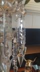 Antique Crystal Table/floor Lamp W Velvet And Taffeta Shade Lamps photo 8