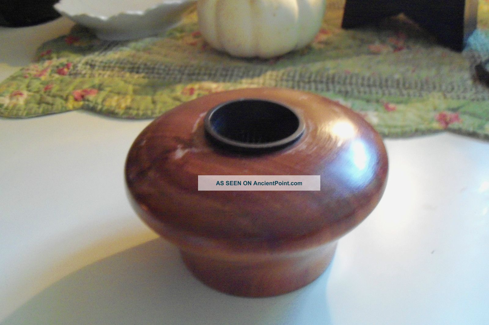 Unusual Wooen Flower Frog ~ Arranger With Metal Frog Insert Other photo
