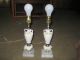 Rare Vintage Made In Japan 1950 ' S Porcelain Marble Floral Set Of Lamps Lamps photo 2