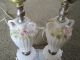 Rare Vintage Made In Japan 1950 ' S Porcelain Marble Floral Set Of Lamps Lamps photo 4