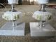 Rare Vintage Made In Japan 1950 ' S Porcelain Marble Floral Set Of Lamps Lamps photo 6