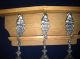 Antique German Pewter Spoons And Wooden Rack Metalware photo 2