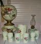 Early Rose Decorated Eapg Custard Glass Pitcher Six Tumbler Cup Water Set Glows Pitchers photo 8