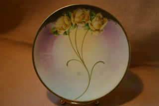 Antique Bavarian Hand Painted Pm Maker Yellow Rose Pattern Excellent Artisan. photo