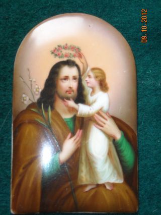 Painted Plaque Christ And Child Perfect Millers Antiques photo