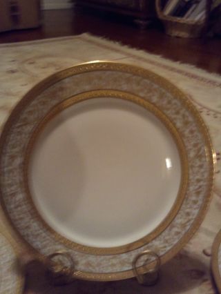 Set Of 4 Wm.  Guerin & Co.  Limoges Gold Gilt Beading Dinner Plates photo