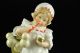 Cute Porcelain Vase: Little Girl In Nightgown & Cap,  Blowing Bubbles Figurines photo 9