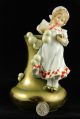 Cute Porcelain Vase: Little Girl In Nightgown & Cap,  Blowing Bubbles Figurines photo 1