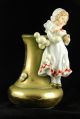 Cute Porcelain Vase: Little Girl In Nightgown & Cap,  Blowing Bubbles Figurines photo 7