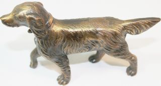 Vintage Art Deco Brass Finished Cast Metal Longhaired Pointer Dog Paperweight photo