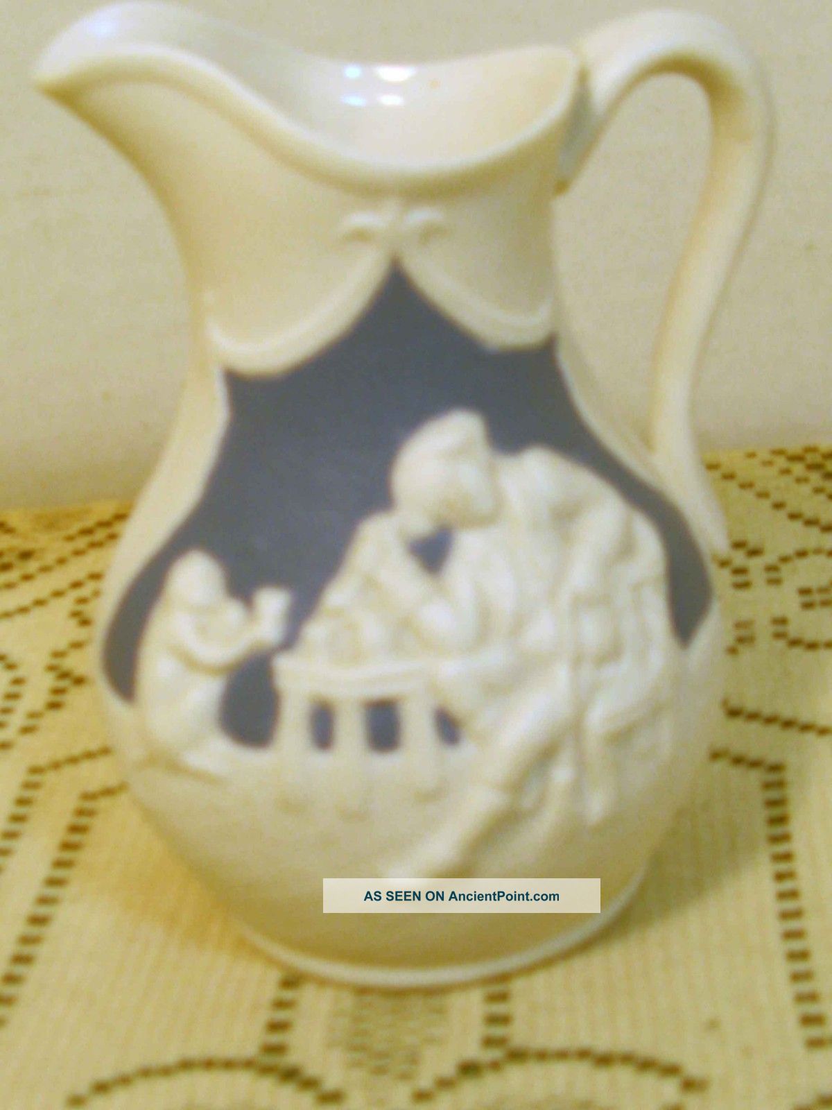 Antique Parianware Cream Pitcher With A Monkey Pitchers photo