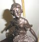 Vintage Decorative Metal Spelter Figural Girl With Basket Table Lamp Needs Work Lamps photo 1
