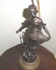 Vintage Decorative Metal Spelter Figural Girl With Basket Table Lamp Needs Work Lamps photo 2