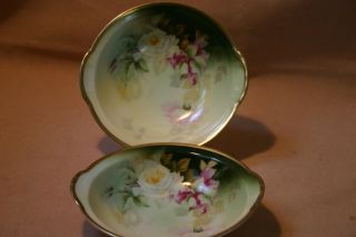 Antique Bavarian Bowls Hand Painted And Signed Thu.  E Mr Moe ' S Favorites (2) Ea photo