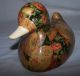 Unusual Antique Ceramic Glaze Over Floral Fabric Applique Duck Figurine Figurines photo 1