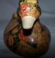 Unusual Antique Ceramic Glaze Over Floral Fabric Applique Duck Figurine Figurines photo 7