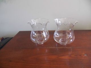 2 Vintage Etched Glass Lamp Shades Immaculate Conditiion photo