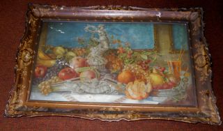 Large Antique Toleware Tray,  