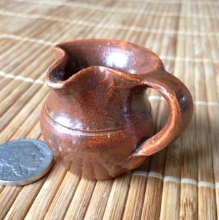 Antique Stoneware: 19thc.  Miniature Pitcher W/ Albany Slip,  Eod Or Sales Sample photo