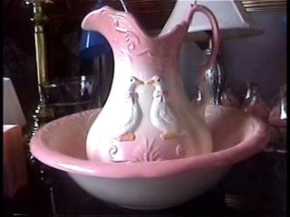 Vey Large Vintage Duck Pitcher And Wash Basin From 50 ' S Or 60 ' S photo