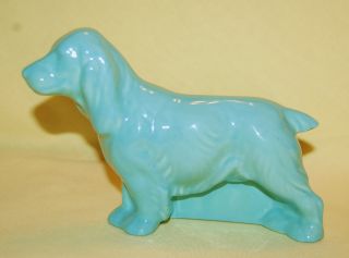 Vintage Porcelain Ceramic Shawnee Blue Pottery Spaniel Dog Figurine/planter photo
