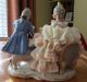 Antique Dresden Lace Figural Of Lady & Gent Playing Chess;6.  25 