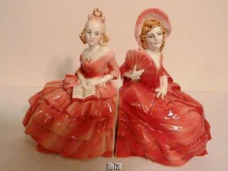 Antique Pair Victorian Ladies Fine Porcelain Figurines Made In Germany photo