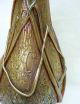 Gold Cypriote Favrile Iridescent Art Glass Vase Applied Strands Vases photo 4