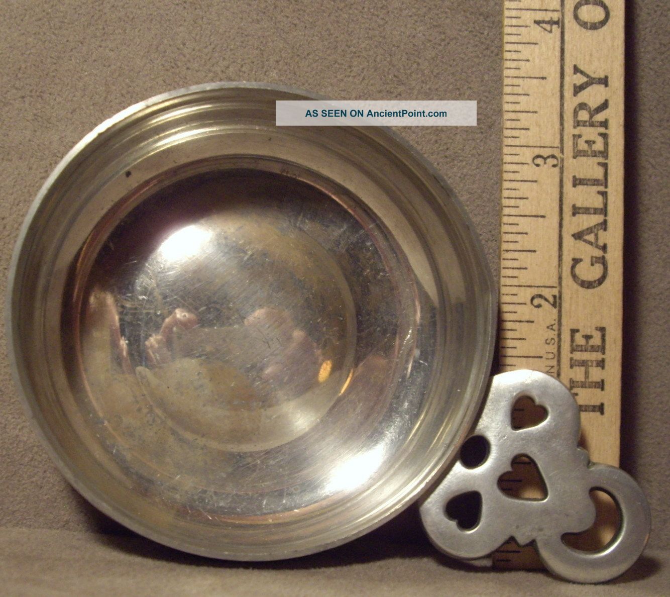 Colonial Williamsburg Restoration Single Handle Child ' S Pewter Porringer Stieff Metalware photo