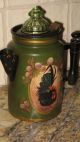 Hand Painted Vintage Toleware Tole Coffee Pot French Country Rooster Gooseberry Toleware photo 2