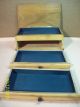 Antique~jewelry Box W/inlaid Wood,  Finger Joints,  & Cloth Lined,  2 Drawers~xlent Boxes photo 6