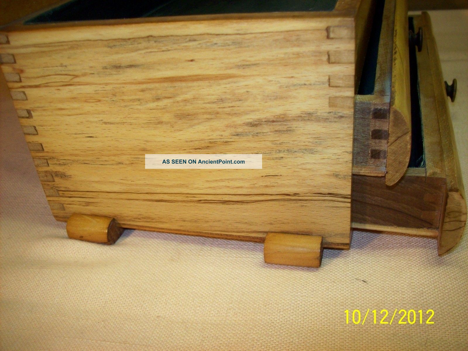 ... Wood, Finger Joints, &amp; Cloth Lined, 2 Drawers~xlent Boxes photo 8
