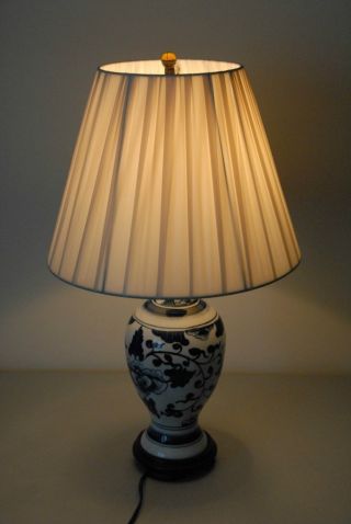 Antique Vintage Porcelain Table Lamp With Shade photo