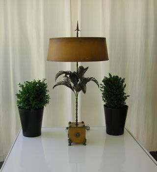 Vintage Italian Tole Palm Tree Lamp,  Parzinger / Hollywood Regency Style photo