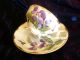 Elegant Hand Painted Lefton Footed Teacup Purple Floral Cup And Saucer Cups & Saucers photo 1