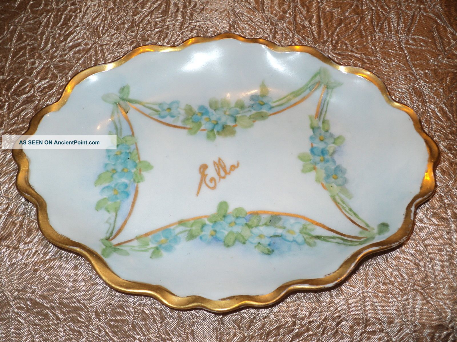 Antique Porcelain Hand Painted Pin Dish By Moritz Zdekauer In Austria Plates & Chargers photo