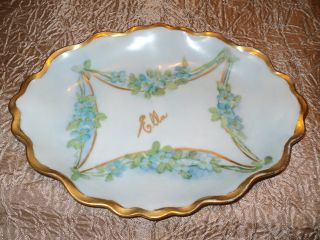 Antique Porcelain Hand Painted Pin Dish By Moritz Zdekauer In Austria photo