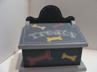 Wooden Doggie Treats Box,  Hand Painted Look Unique photo
