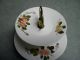 Vintage Tole Tidbit Candy Dish White + Dogwoods Metal Made In Phila Shaby Chic Toleware photo 7