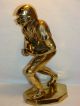 Vtg Brass Football Player Trophy Statue Hollywood Regency Man Cave Sports Fan Metalware photo 2