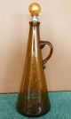 Vintage Hand Blown Amber Decanter With Controlled Bubble And Applied Handle Decanters photo 1