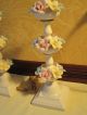 Pr Vtg Appl ' D Floral 3 Tiered Porcelain Table Lamp Shabby Cottage Regency Chic Lamps photo 1