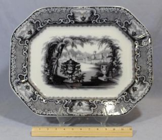 19thc Antique Podmore Walker Pearl Mulberry Ironstone Platter,  Washington Vase photo
