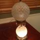 Vintage Mid Century Swag Cut Crystal Glass Table Lamp Globe Light 2 Bulbs Prism Lamps photo 1